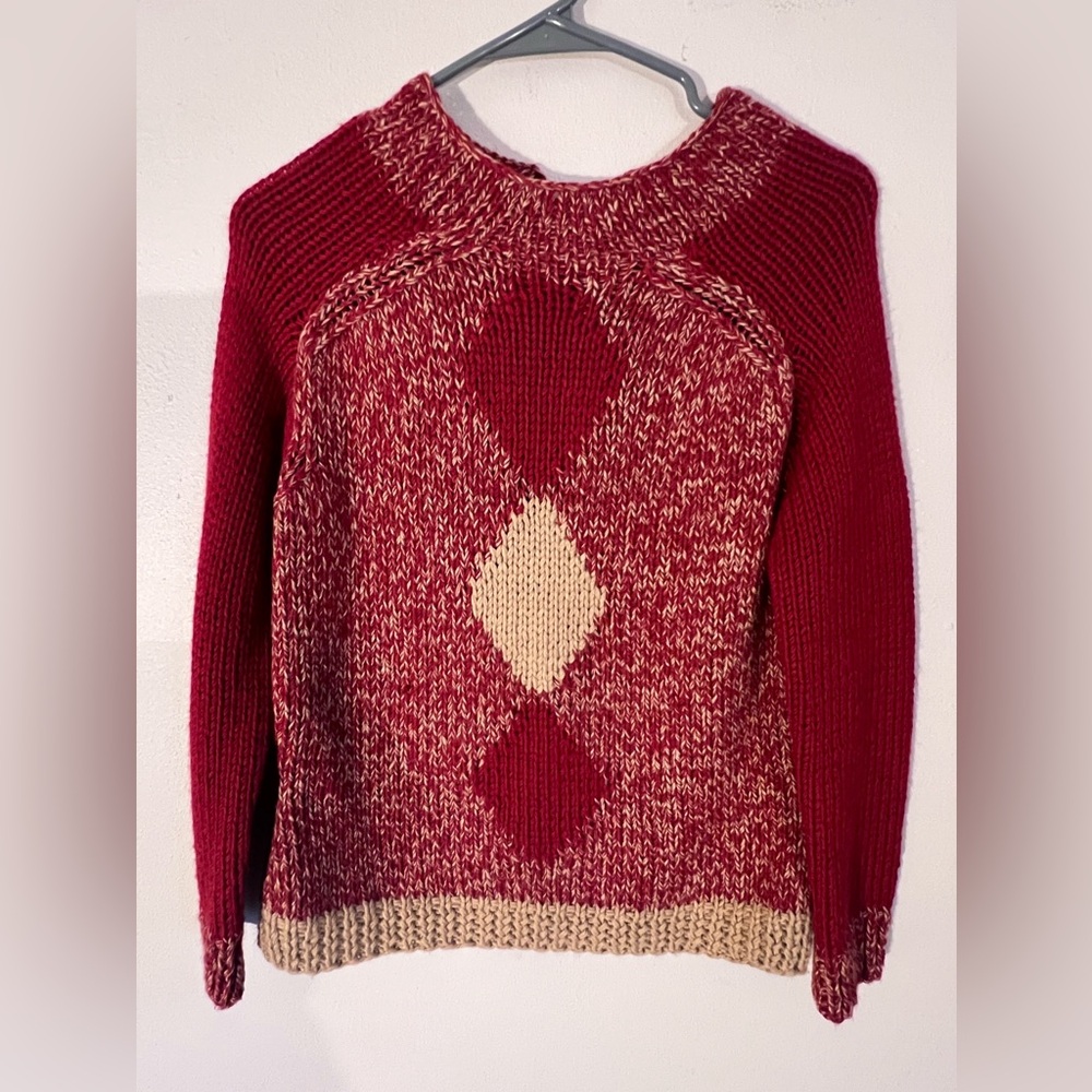 Glenfield Italian Knitwear Red and Camel wool blend